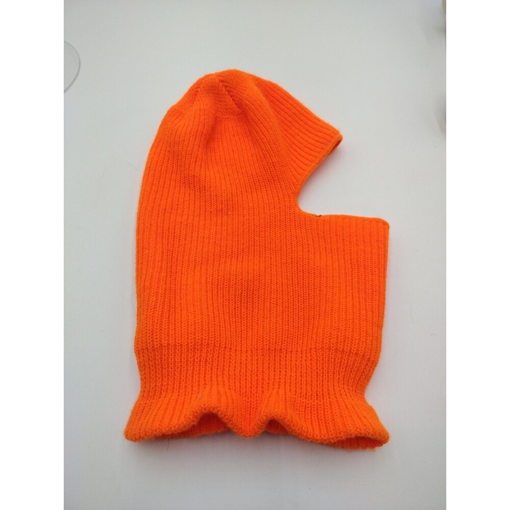 VTG Wigwam Collar Blaze Orange Hunting Ski Mask Hat Made USA 13.5" - Picture 4 of 6